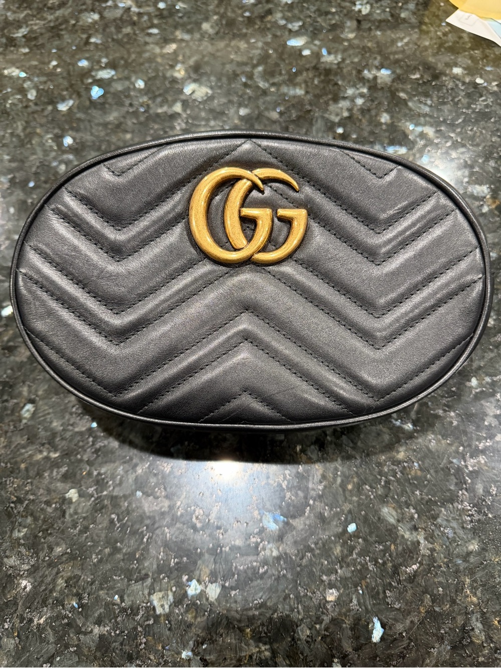 Gucci Black Quilted GG Marmont Belt bag